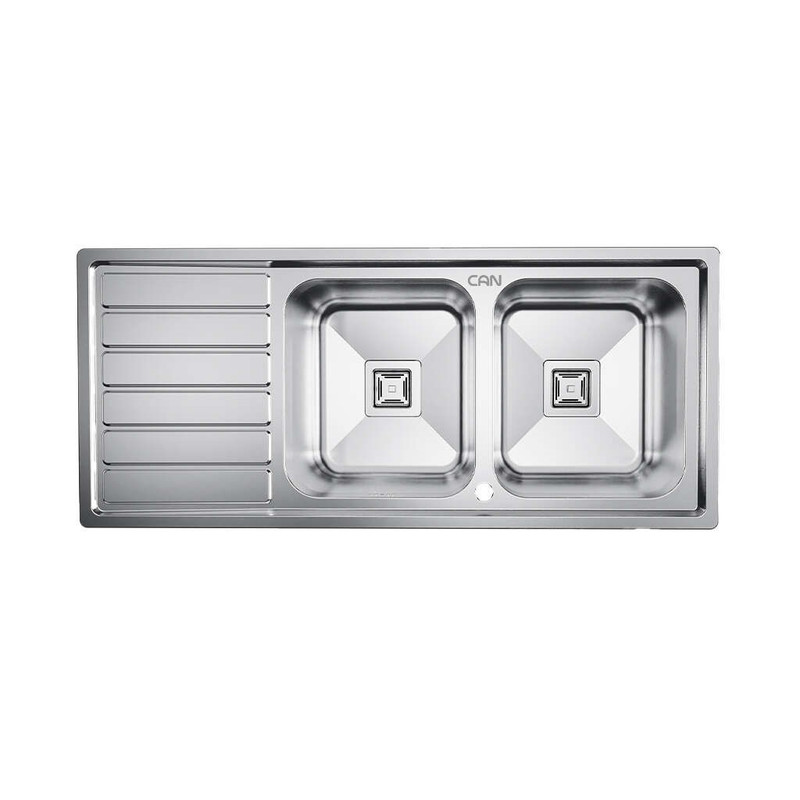 سینک ظرفشویی استیل توکار دو لگنه کن مدل 8106L